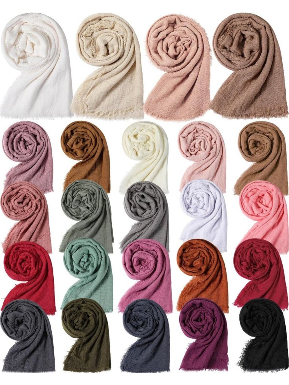 24 Pcs Soft Cotton Hijab Scarves for Women - Lightweight Long Shawl Wraps